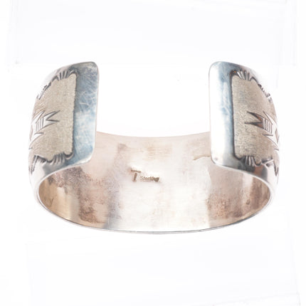 6.4" Florence Tahe Navajo vintage sterling silver wide band cuff bracelet