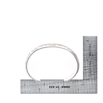 6.4" Florence Tahe Navajo vintage sterling silver wide band cuff bracelet
