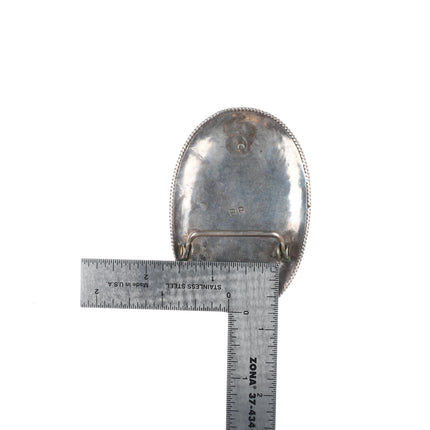 Vintage Benjamin Becenti Navajo sterling silver thunderbird inlay belt buckle