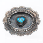 Vintage Navajo sterling silver shadowbox spiderweb turquoise belt buckle