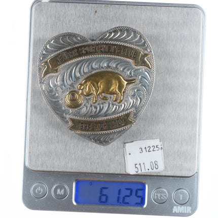 Sterling silver Reno Nevada 1994 High Lady Pig belt buckle Newark Sportmens club