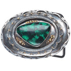 Vintage 14k gold on sterling silver Malachite southwestern belt buckle