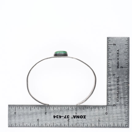 6" c1930 Navajo Ingot silver arrow stamped green turquoise cuff bracelet