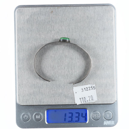 6" c1930 Navajo Ingot silver arrow stamped green turquoise cuff bracelet