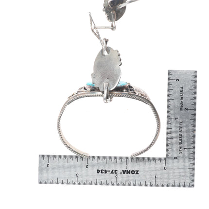 6.6" sz8.5 Justin Morris Navajo sterling silver/turquoise slave cuff bracelet