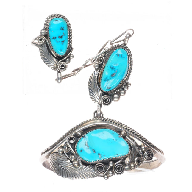 6.6" sz8.5 Justin Morris Navajo sterling silver/turquoise slave cuff bracelet