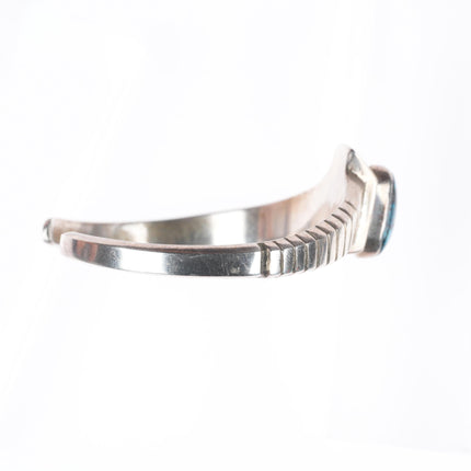 6.3" Bisbee Spiderweb turquoise vintage Navajo sterling silver cuff bracelet