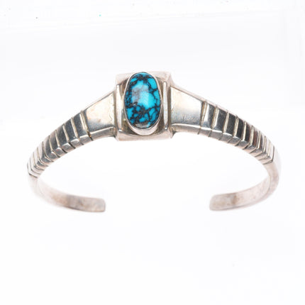 6.3" Bisbee Spiderweb turquoise vintage Navajo sterling silver cuff bracelet