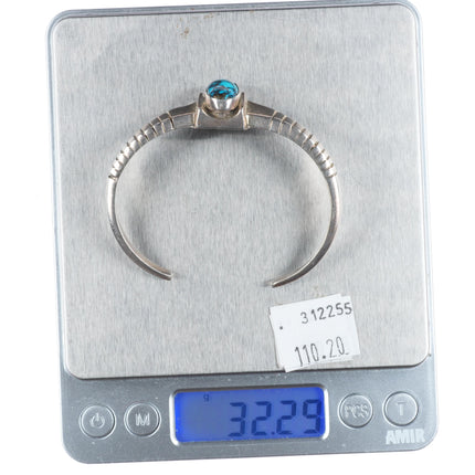 6.3" Bisbee Spiderweb turquoise vintage Navajo sterling silver cuff bracelet