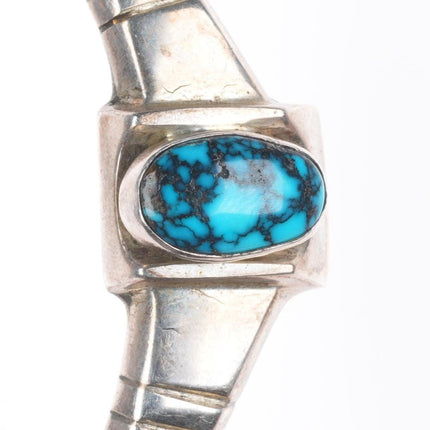 6.3" Bisbee Spiderweb turquoise vintage Navajo sterling silver cuff bracelet