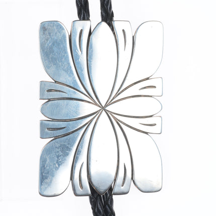 Large Steve Yellowhorse Navajo sterling silver bolo tie bullet tips