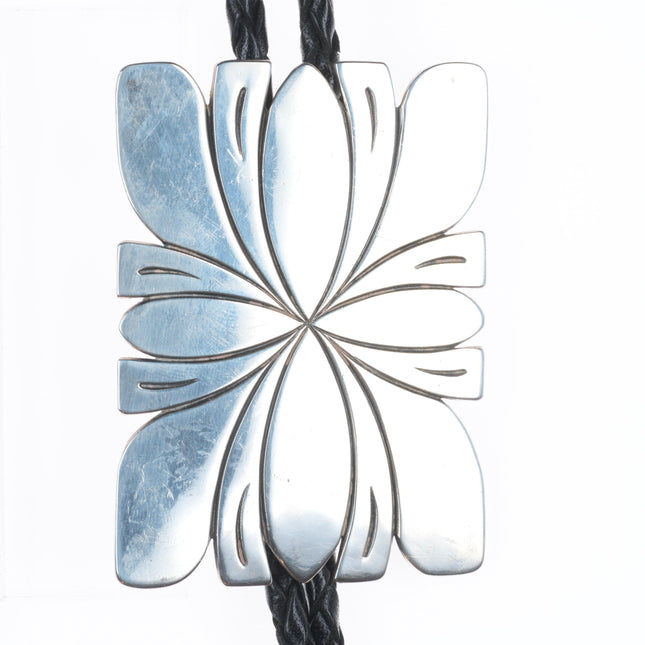 Large Steve Yellowhorse Navajo sterling silver bolo tie bullet tips