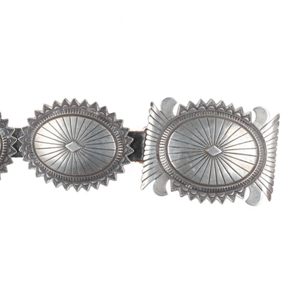 32.5" Curtis Pete Navajo/Hopi sterling silver deep stamped concho belt