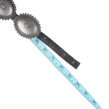 32.5" Curtis Pete Navajo/Hopi sterling silver deep stamped concho belt