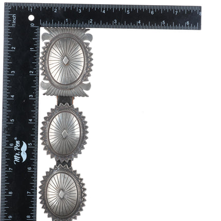 32.5" Curtis Pete Navajo/Hopi sterling silver deep stamped concho belt