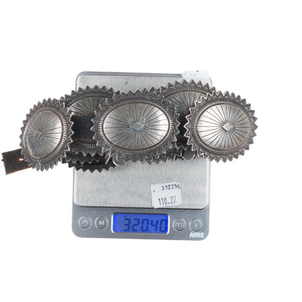 32.5" Curtis Pete Navajo/Hopi sterling silver deep stamped concho belt