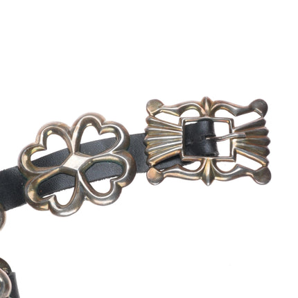 Long Vintage Navajo sterling silver sandcast concho belt