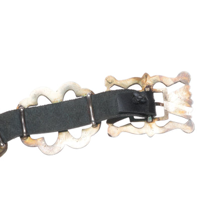 Long Vintage Navajo sterling silver sandcast concho belt
