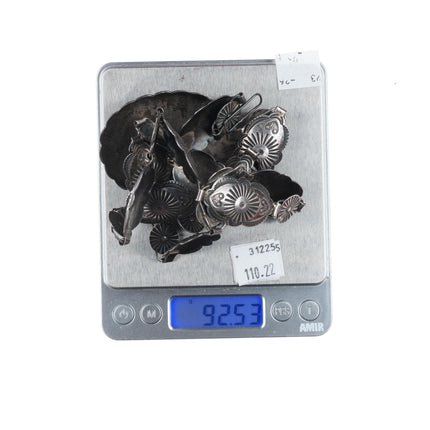 32.5" c1940 nice Navajo hand stamped sterling silver link concho belt