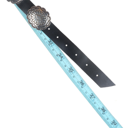 36" Vintage TL Navajo sterling silver slim/sturdy stamped concho belt