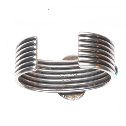 6" Andy Cadman Navajo sterling silver high grade turquoise cuff bracelet