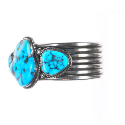 6" Andy Cadman Navajo sterling silver high grade turquoise cuff bracelet