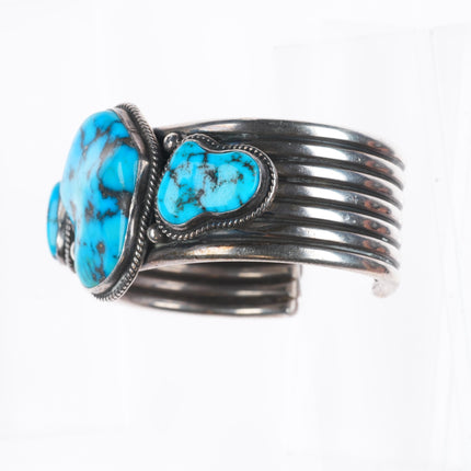 6" Andy Cadman Navajo sterling silver high grade turquoise cuff bracelet