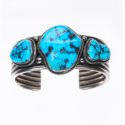 6" Andy Cadman Navajo sterling silver high grade turquoise cuff bracelet