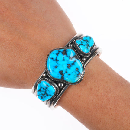 6" Andy Cadman Navajo sterling silver high grade turquoise cuff bracelet