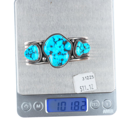 6" Andy Cadman Navajo sterling silver high grade turquoise cuff bracelet
