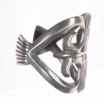 7" 40's-50's Big Vintage Navajo or Zuni sterling silver cast cuff bracelet