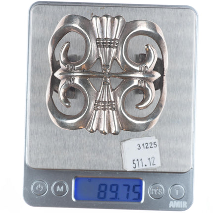 7" 40's-50's Big Vintage Navajo or Zuni sterling silver cast cuff bracelet