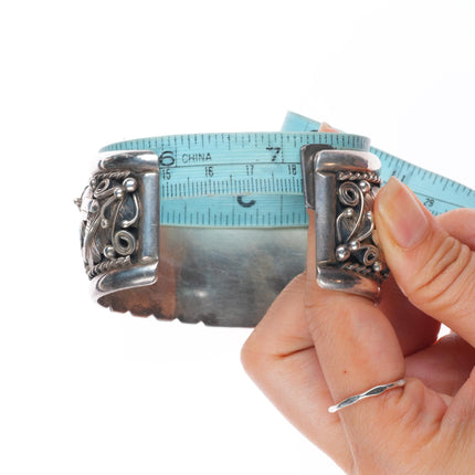 7.1" Victor Chee Navajo sterling silver turquoise/coral 80's cuff bracelet