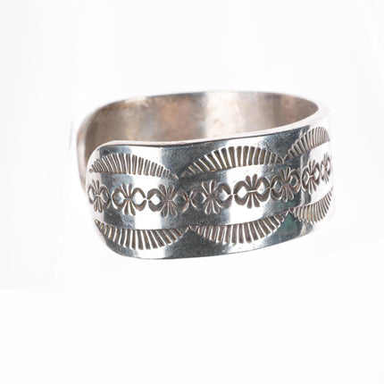 7.1" Ira Custer Navajo sterling silver deep stamped band cuff bracelet