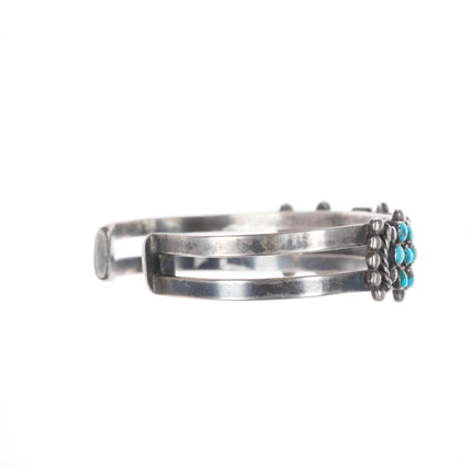 6.6" 30's-40's Zuni sterling silver 3 cluster snake eye turquoise cuff bracelet