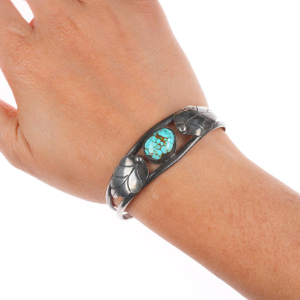 6.25" Vintage Navajo sterling silver red spiderweb turquoise cuff bracelet