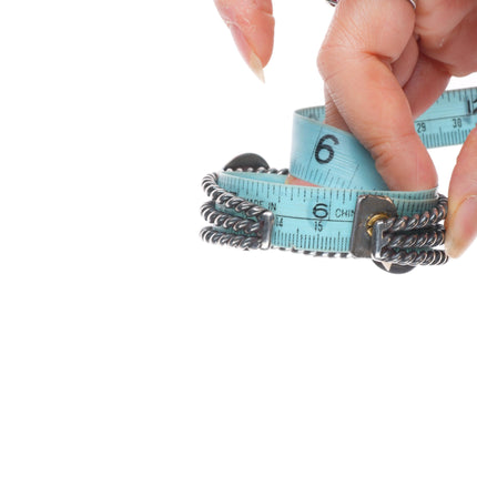 6.2" Vintage Navajo sterling silver twisted wire 3 stone turquoise cuff bracelet