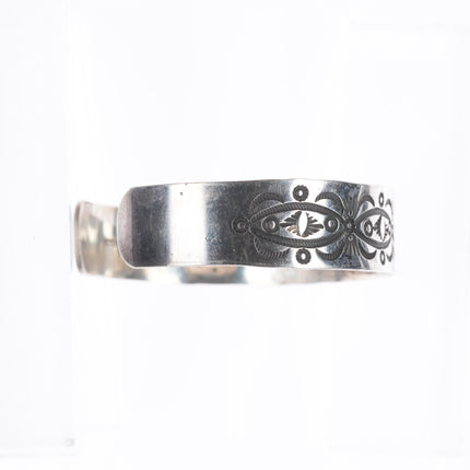 7" Dzilth Na O Dith Hle NM Navajo sterling silver hand stamped cuff bracelet
