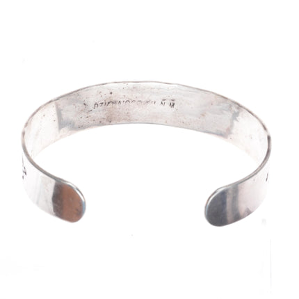 7" Dzilth Na O Dith Hle NM Navajo sterling silver hand stamped cuff bracelet