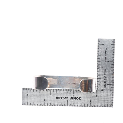 7" Dzilth Na O Dith Hle NM Navajo sterling silver hand stamped cuff bracelet