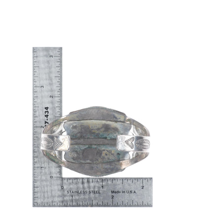 6.5" c1940 Navajo Ceremonial Kingman turquoise sterling silver big cuff bracelet