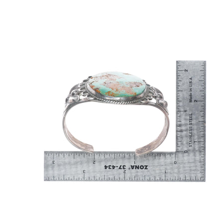 6.5" c1940 Navajo Ceremonial Kingman turquoise sterling silver big cuff bracelet
