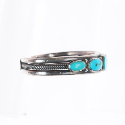 6" Nancy Custer Navajo sterling silver turquoise row cuff bracelet