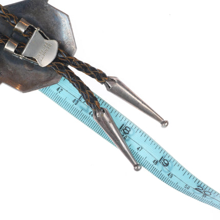 c1970 Tommy Singer Navajo vintage sterling silver thunderbird bolo tie