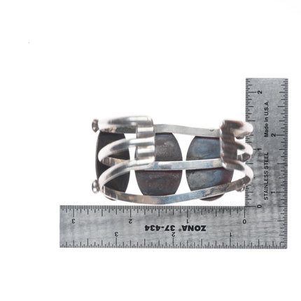 6.6" Vintage Navajo sterling silver Royston Turquoise shadowbox cuff bracelet