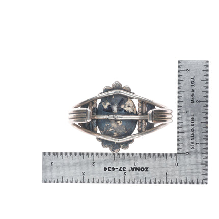 6" Vintage Navajo sterling silver Revival cuff bracelet with nice turquoise