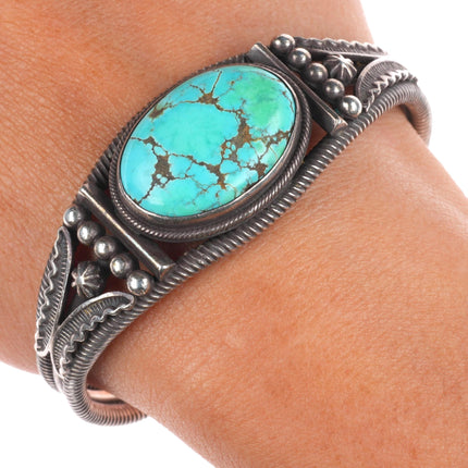 6.5" Howard Nelson Navajo sterling silver high grade turquoise cuff bracelet