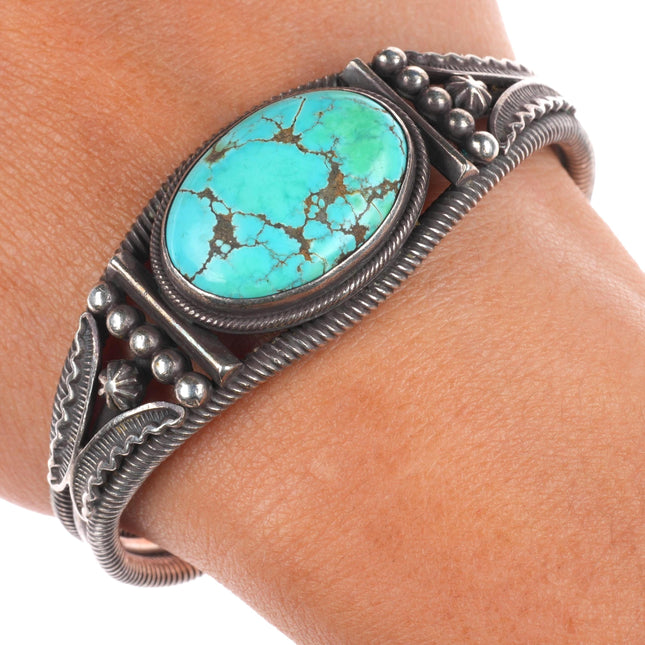 6.5" Howard Nelson Navajo sterling silver high grade turquoise cuff bracelet