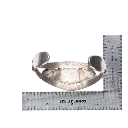 7" Vintage Navajo or Zuni sterling silver chiseled cast turquoise cuff bracelet