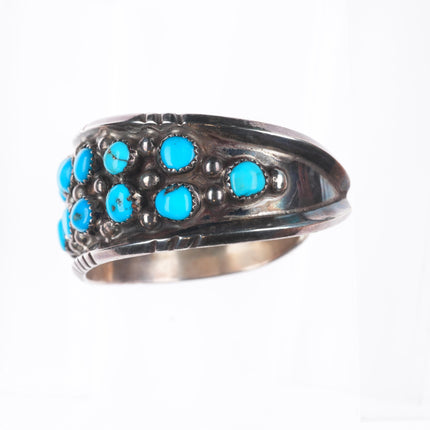 6.5" Jones Latome Navajo sterling silver turquoise cluster cuff bracelet